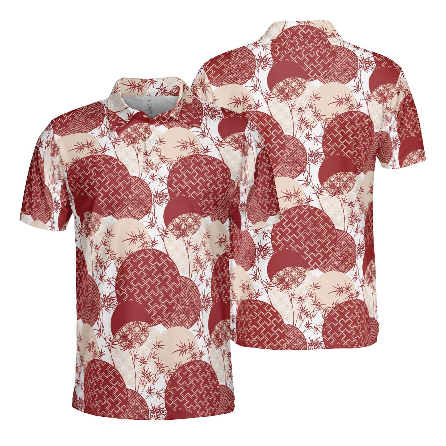 Red Bamboo & Circles Polo Shirt