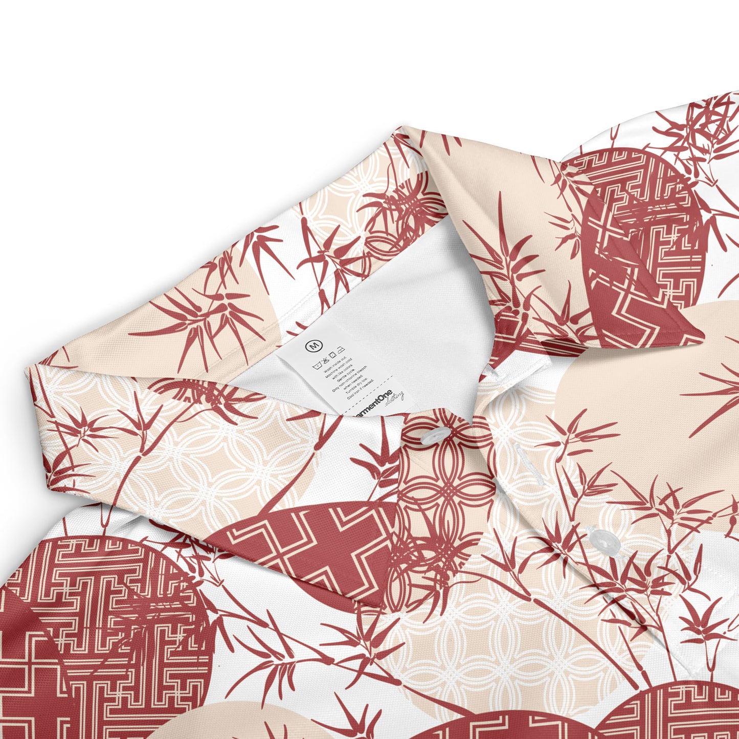 Red Bamboo & Circles Polo Shirt