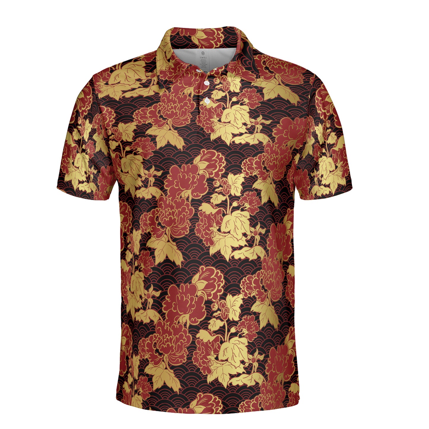 Red Chrysanthemum & Kimono Polo Shirt