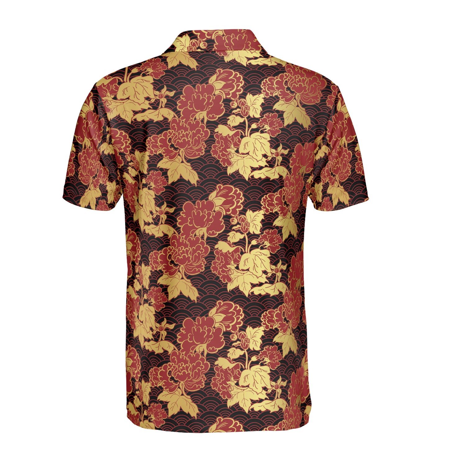 Red Chrysanthemum & Kimono Polo Shirt