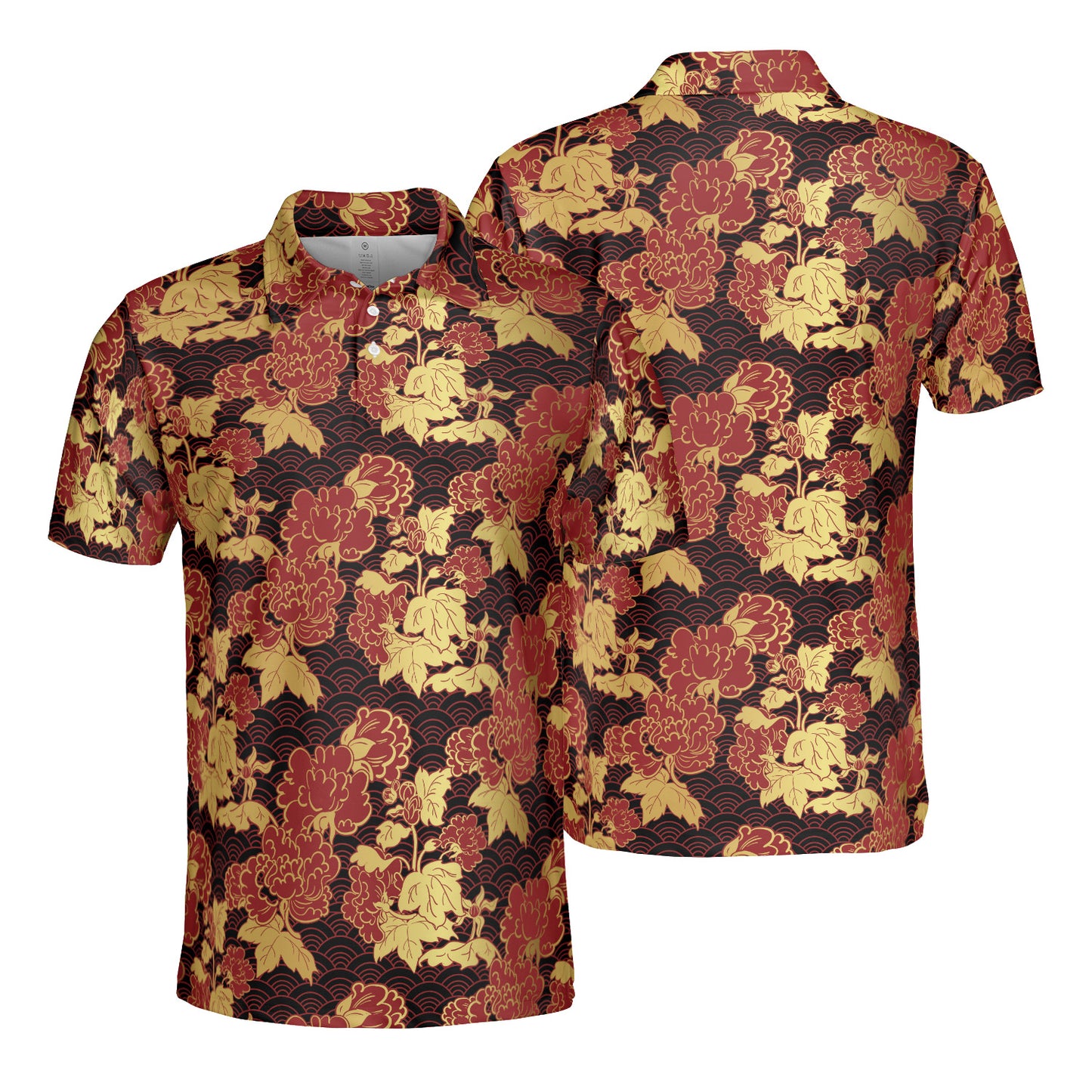 Red Chrysanthemum & Kimono Polo Shirt