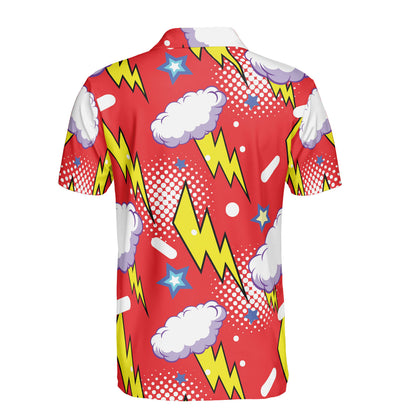 Red Comic Thunderstorm Polo Shirt