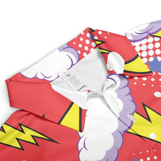 Red Comic Thunderstorm Polo Shirt