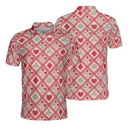 Red Card Suit Pattern Polo Shirt