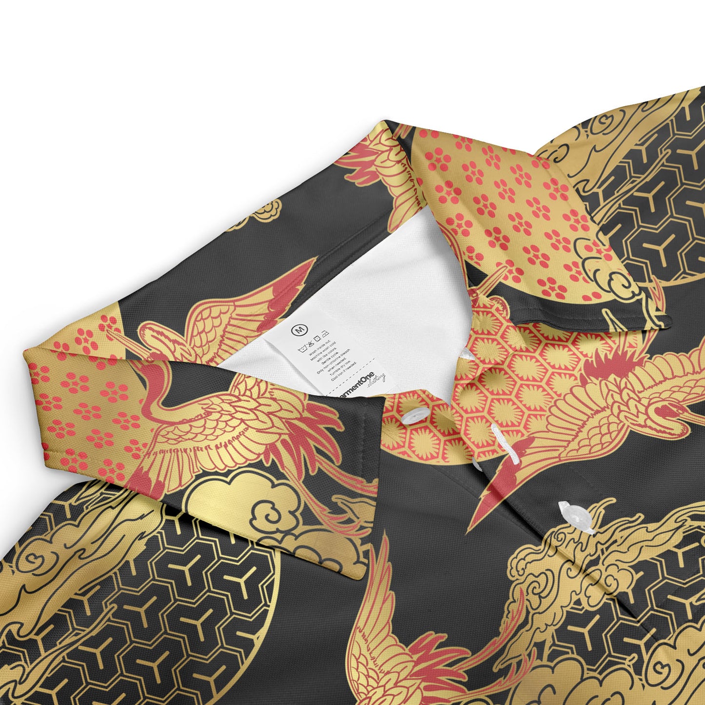 Red & Gold Cranes & Asian Sky Polo Shirt