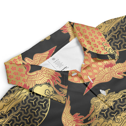 Red & Gold Cranes & Asian Sky Polo Shirt