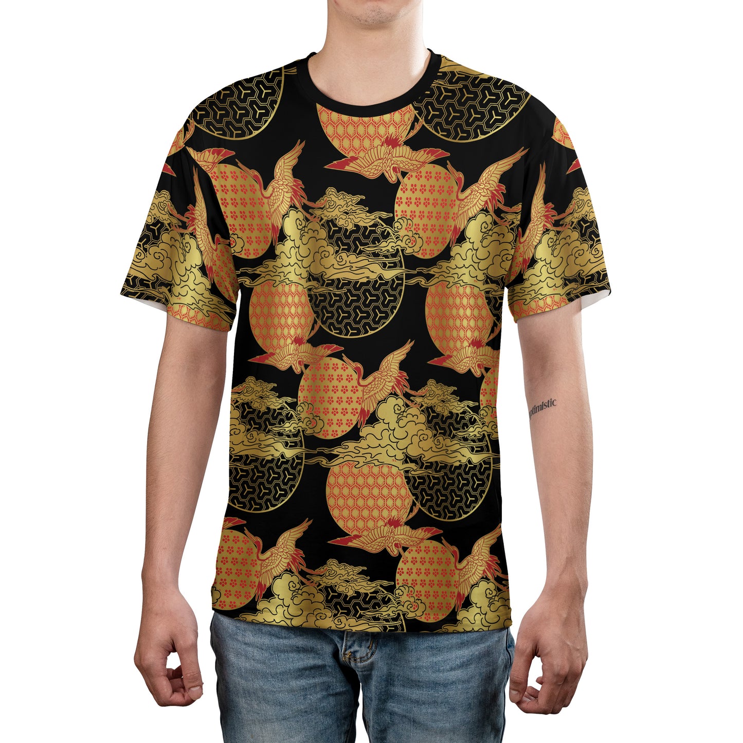 Red & Gold Cranes & Asian Sky Comfort T-shirt