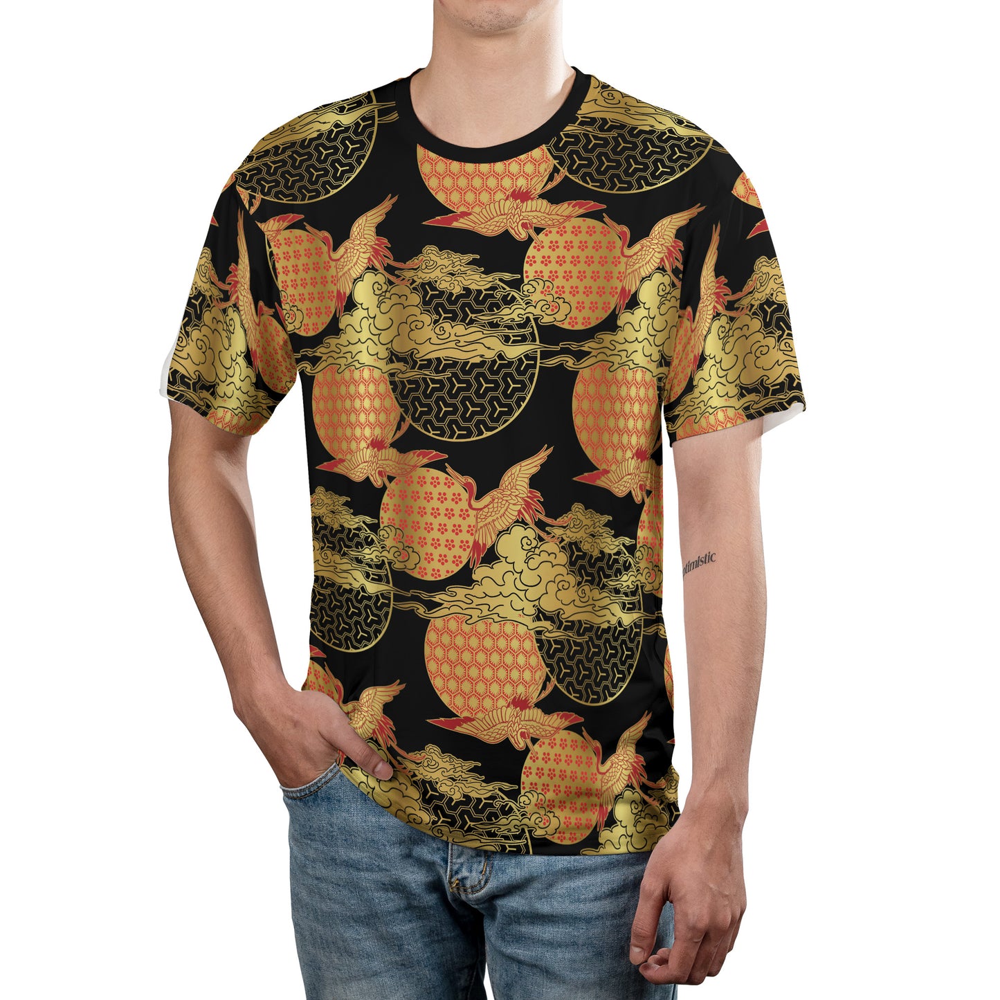 Red & Gold Cranes & Asian Sky Comfort T-shirt