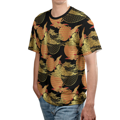 Red & Gold Cranes & Asian Sky Comfort T-shirt