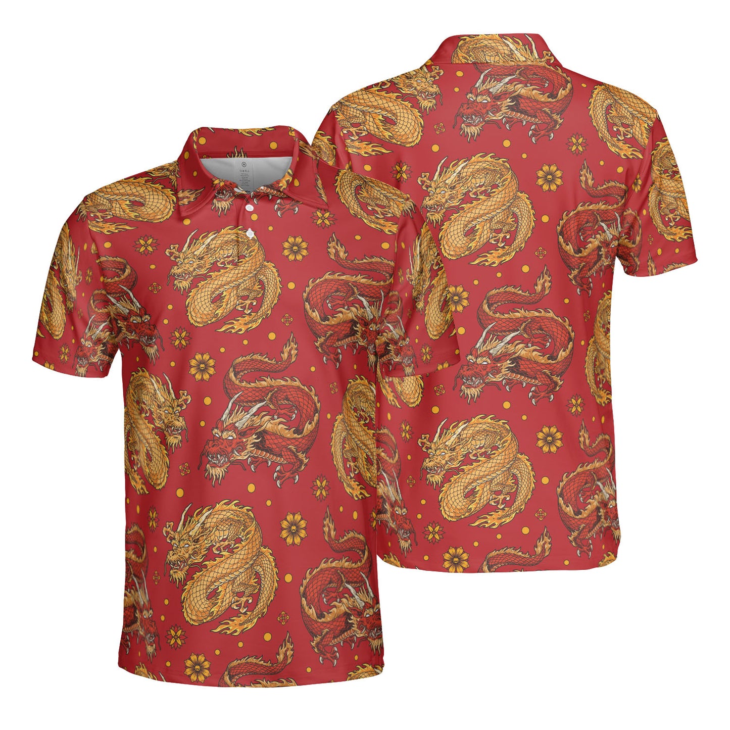 Red & Gold Flying Dragons Polo Shirt