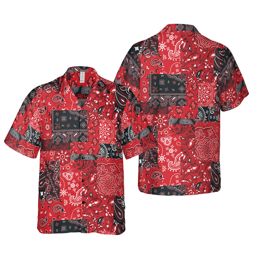 Red & Black Bandanna Button Up Shirt
