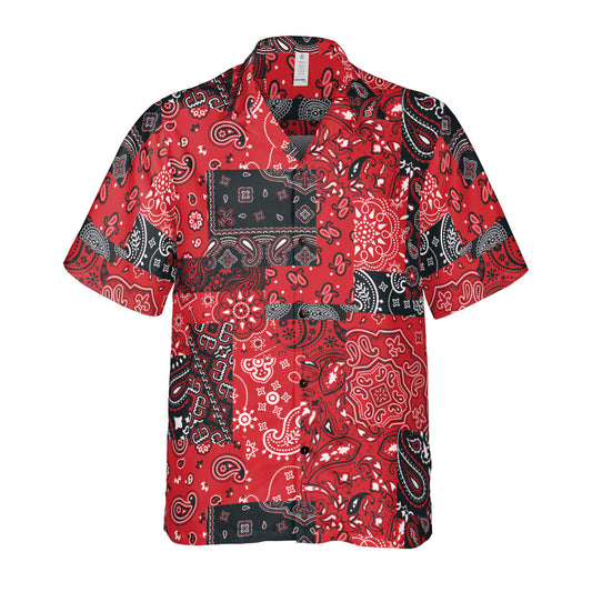 Red & Black Bandanna Button Up Shirt