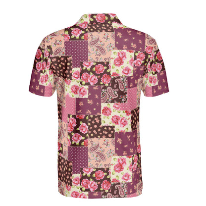 Roses Paisley Patchwork Polo Shirt