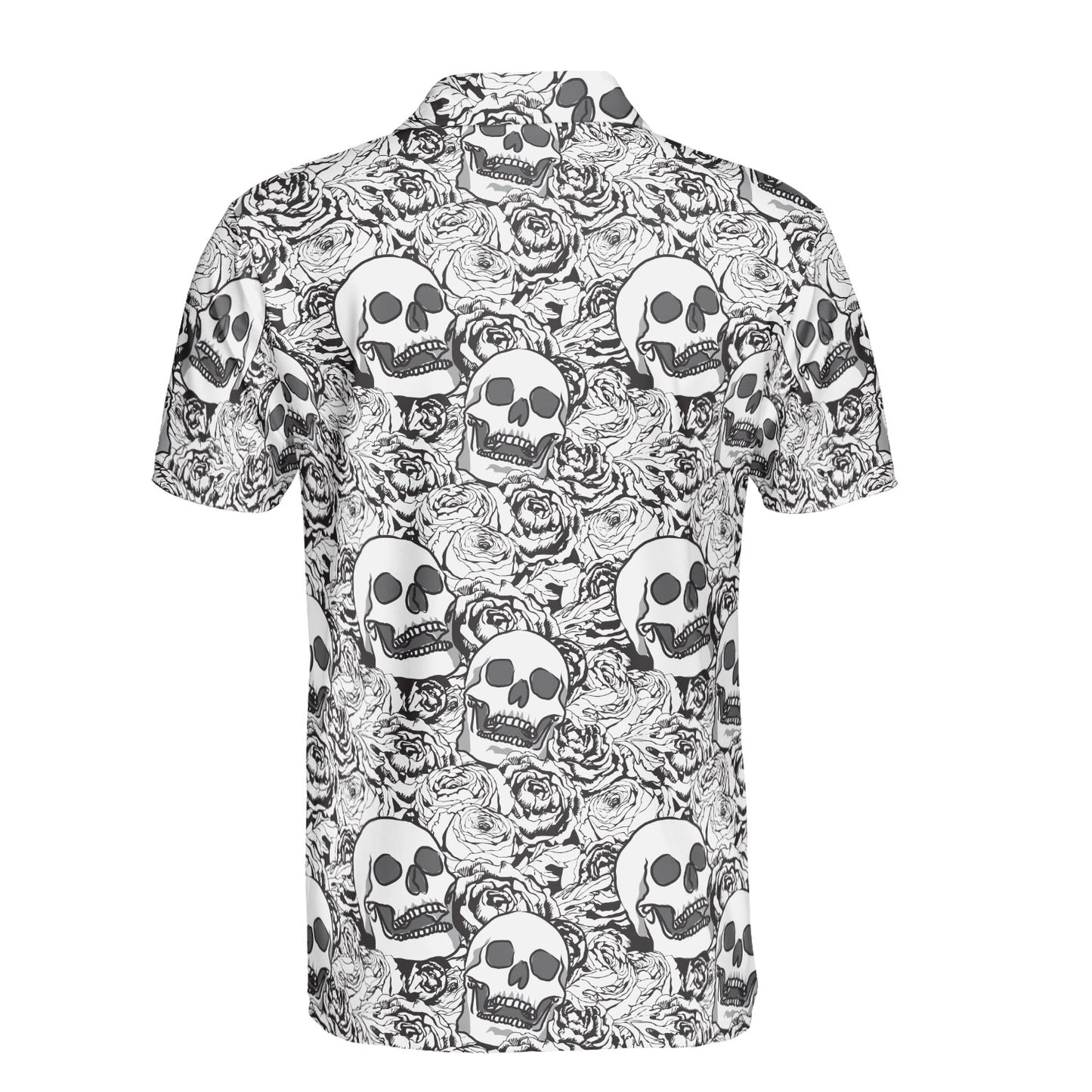 Roses & Skulls Line Drawing Polo Shirt