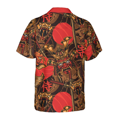 Samurai And Koi Fish Button Up Shirt
