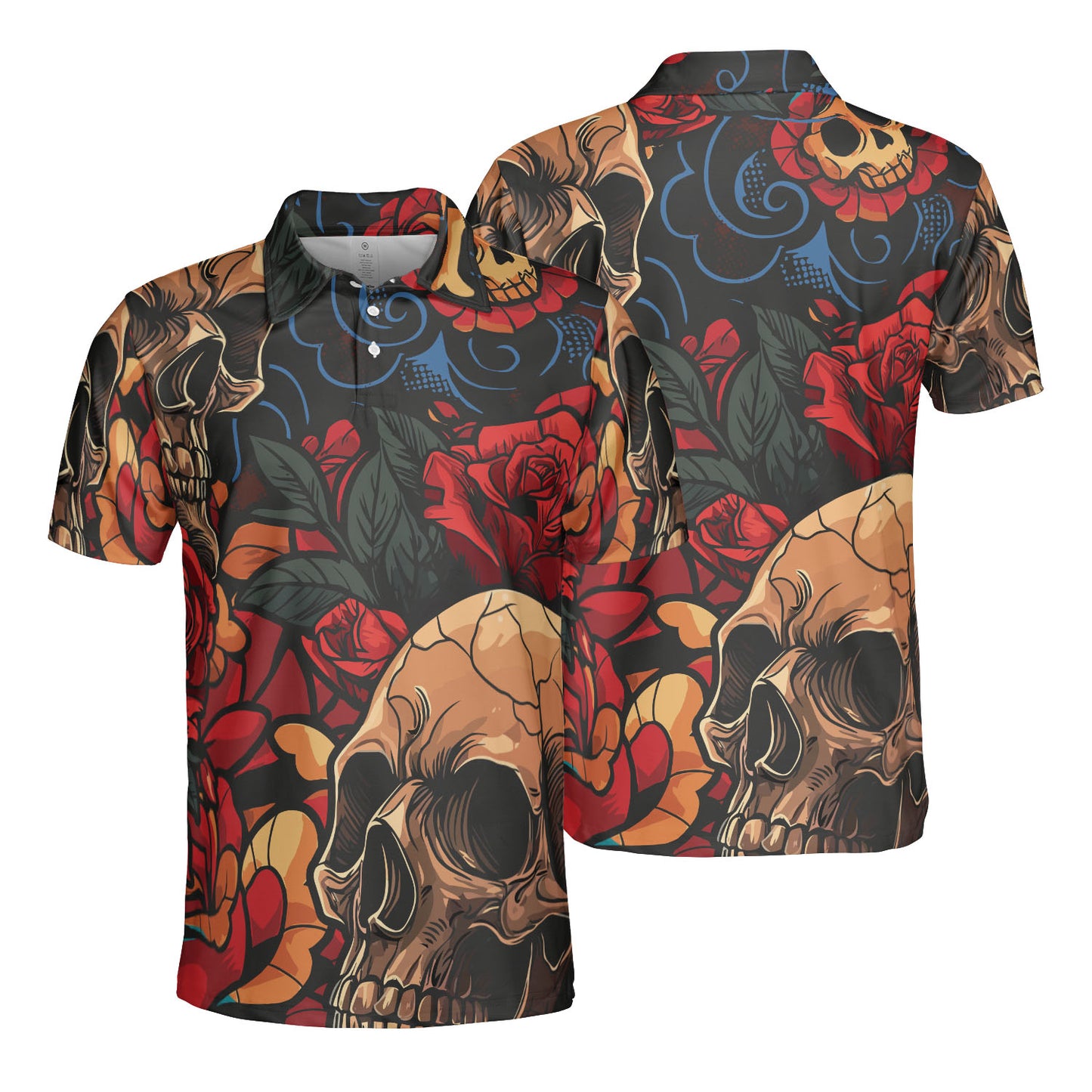 Skulls & Red Roses Polo Shirt