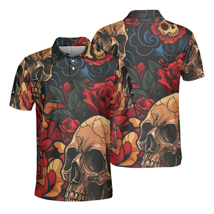 Skulls & Red Roses Polo Shirt