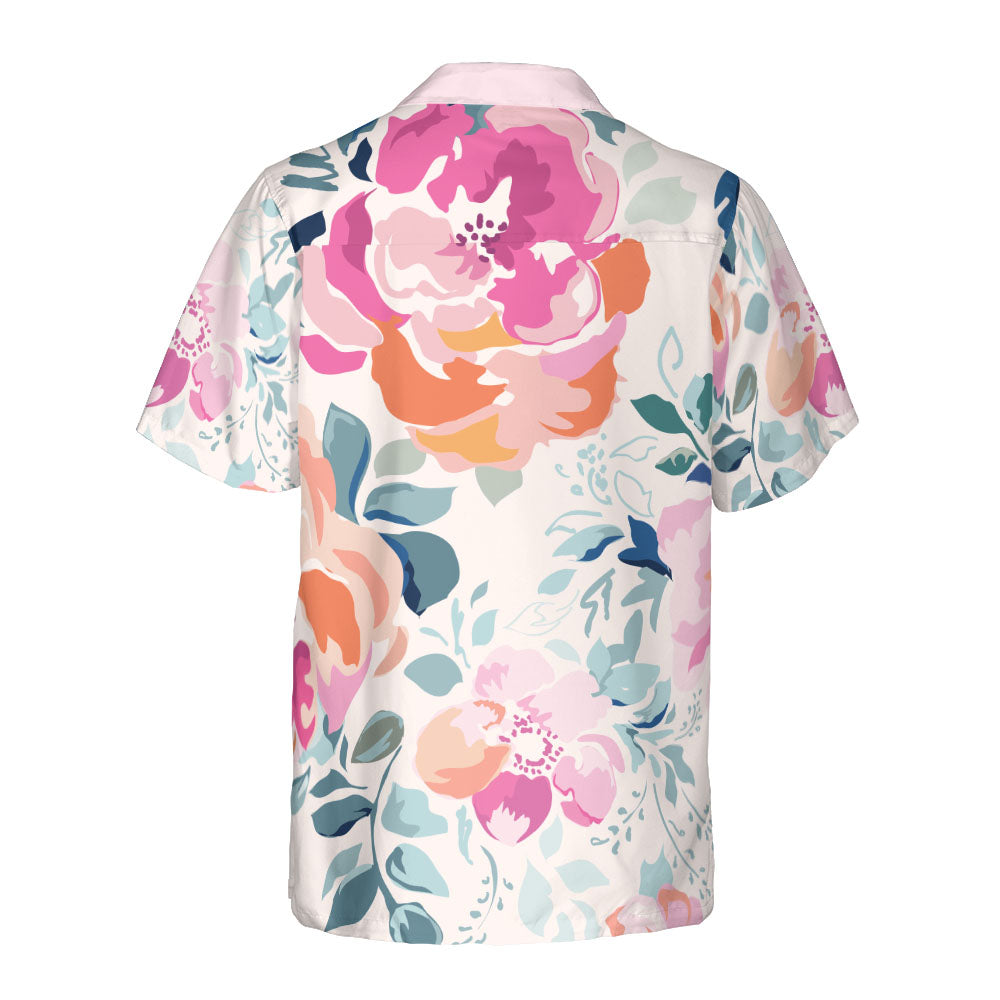 Soft Pink Watercolor Flowers Button Up Shirt