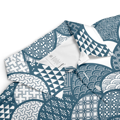 Traditional Geometric Kimono Polo Shirt