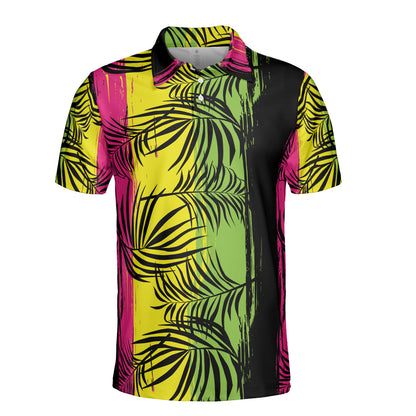 Tropical Grunge Palm Leaves Polo Shirt