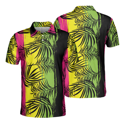 Tropical Grunge Palm Leaves Polo Shirt