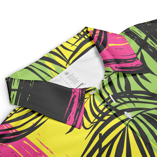 Tropical Grunge Palm Leaves Polo Shirt