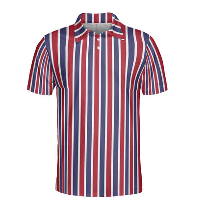 Vertical Red White & Blue Polo Shirt