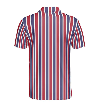 Vertical Red White & Blue Polo Shirt
