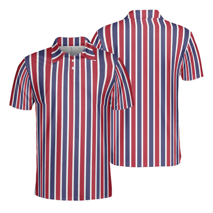 Vertical Red White & Blue Polo Shirt