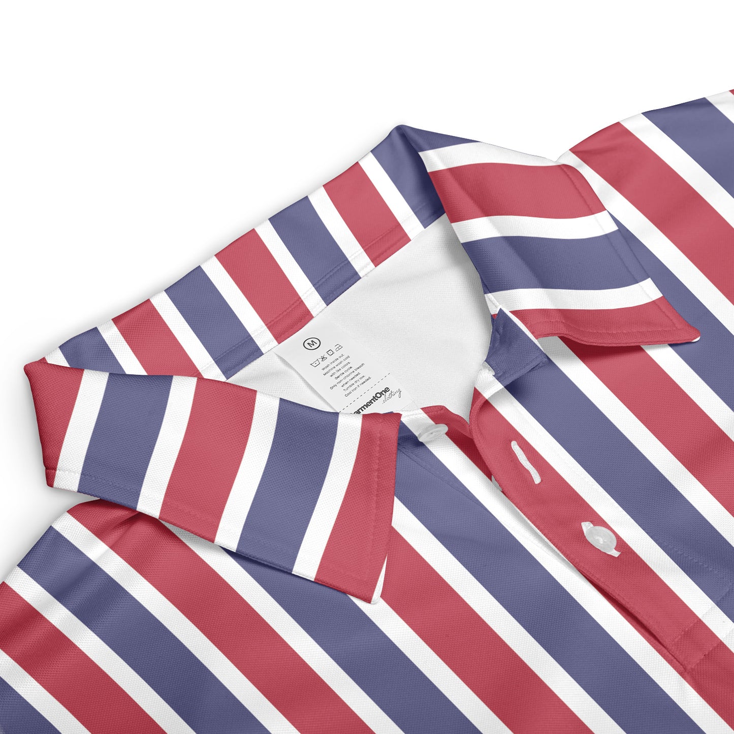 Vertical Red White & Blue Polo Shirt