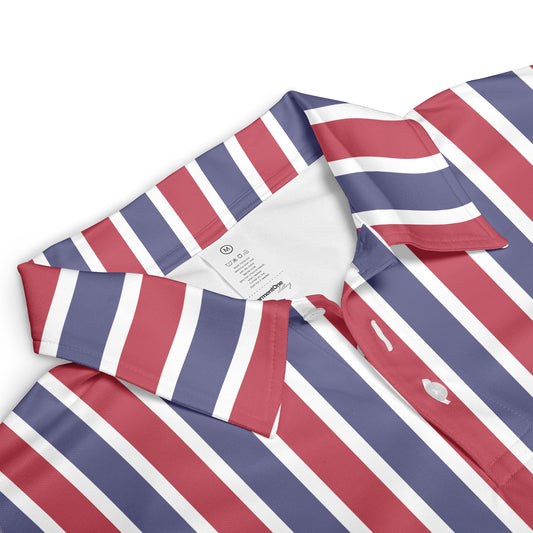 Vertical Red White & Blue Polo Shirt