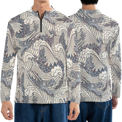 Vintage Dragons In Waves Performance Q-Zip