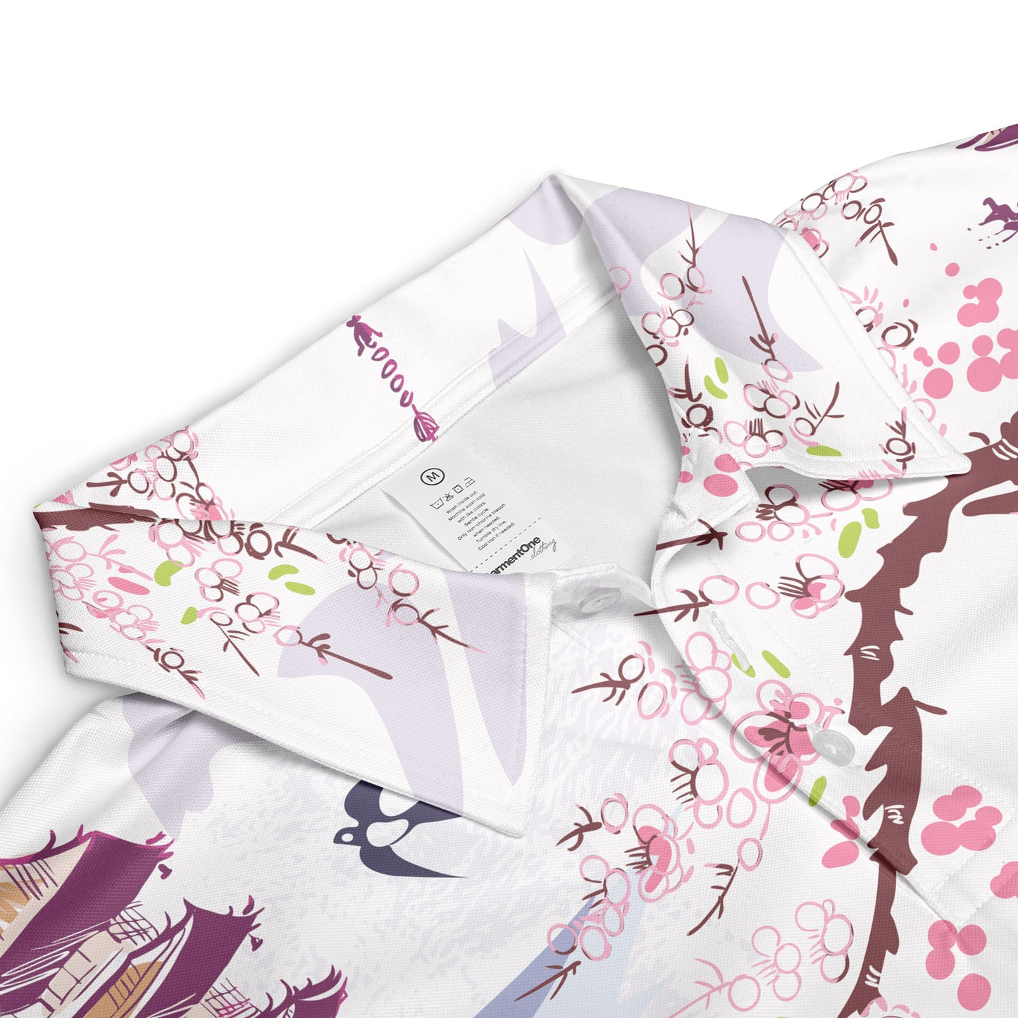 Watercolor Japanese Landscape Polo Shirt