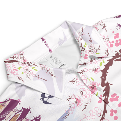 Watercolor Japanese Landscape Polo Shirt