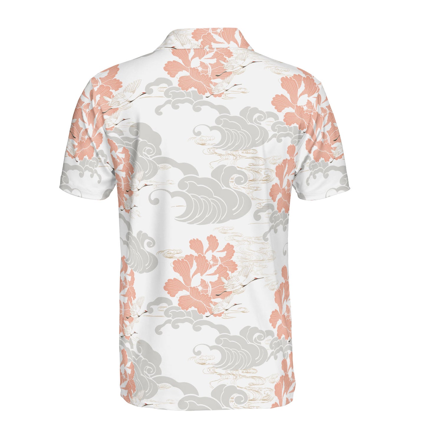 White Cranes & Grey Clouds Polo Shirt