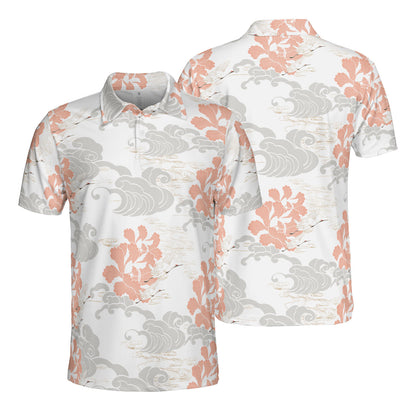 White Cranes & Grey Clouds Polo Shirt