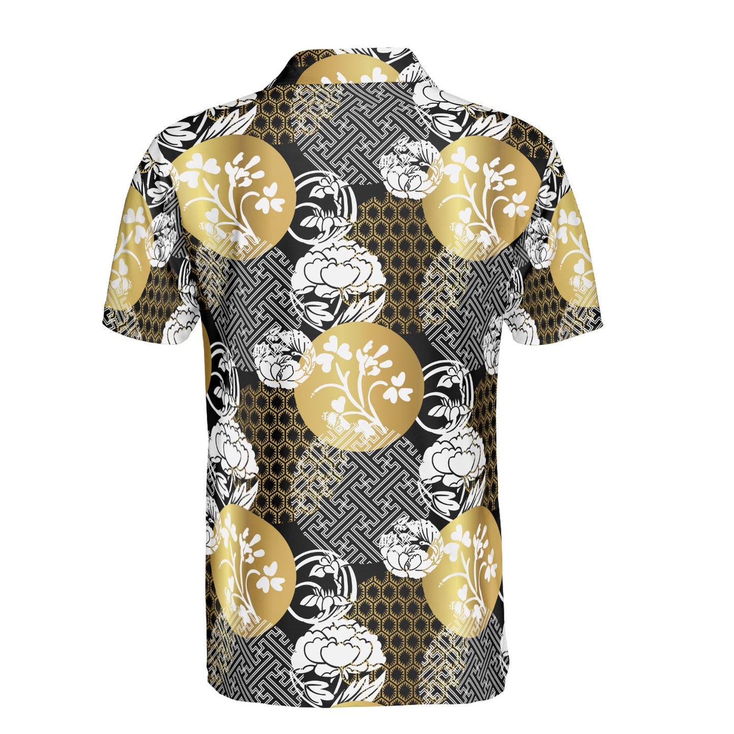 White Heraldic Flowers Polo Shirt