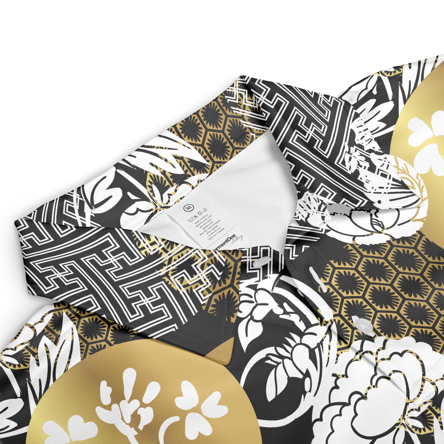 White Heraldic Flowers Polo Shirt