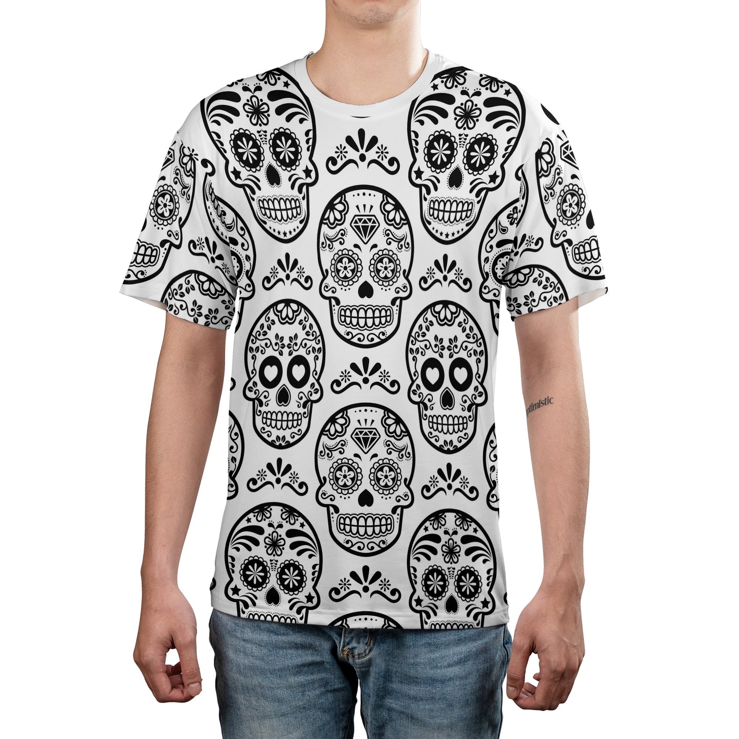 White & Black Calavera Unisex Comfort T-Shirt