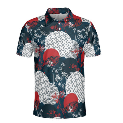 White & Red Bamboo Polo Shirt