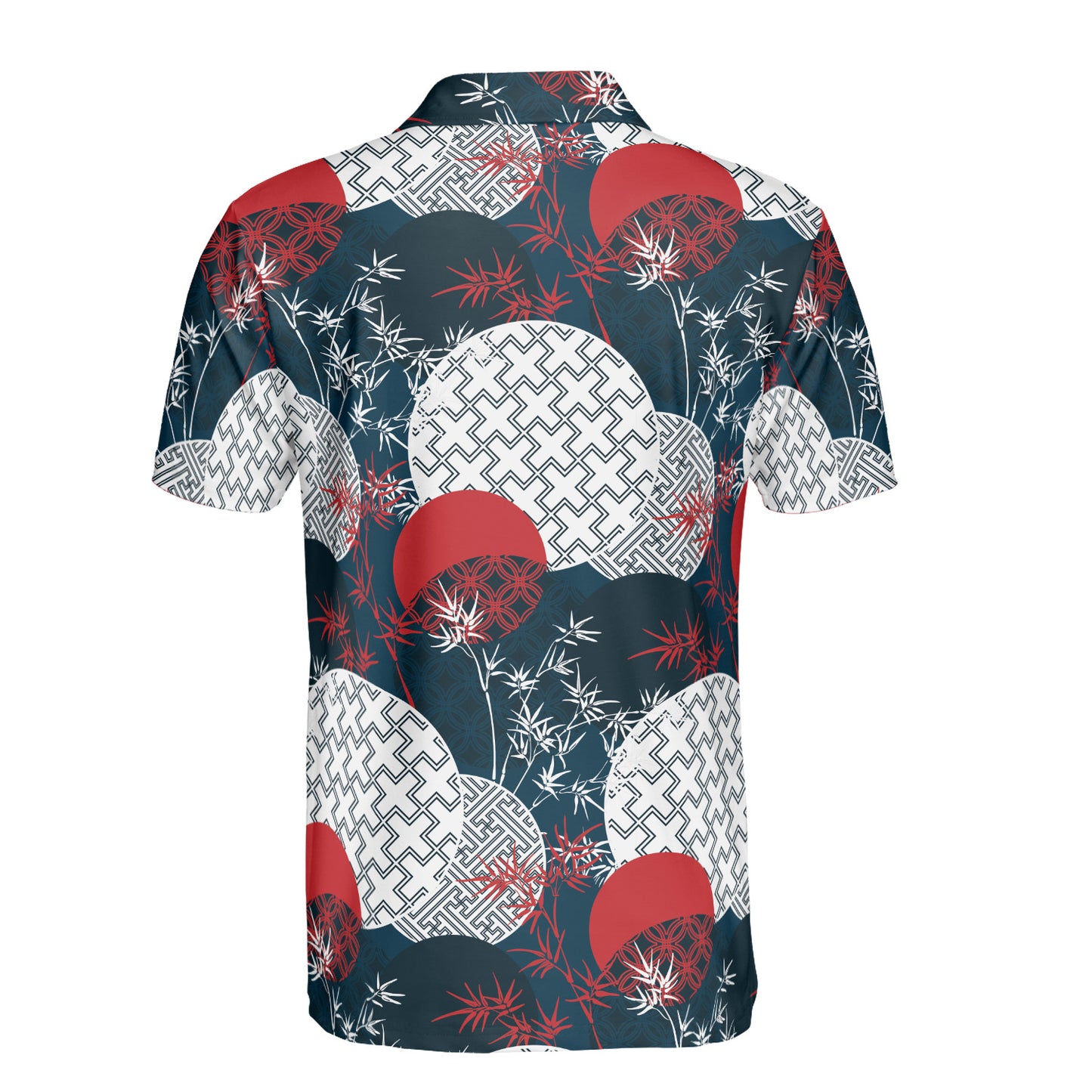 White & Red Bamboo Polo Shirt
