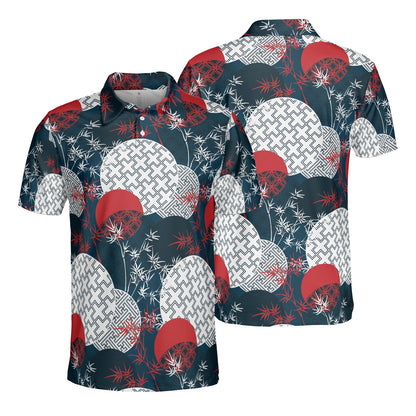 White & Red Bamboo Polo Shirt