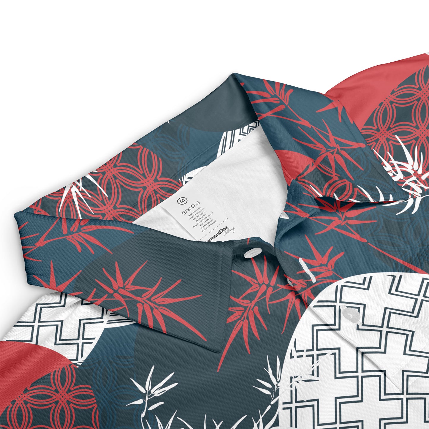 White & Red Bamboo Polo Shirt