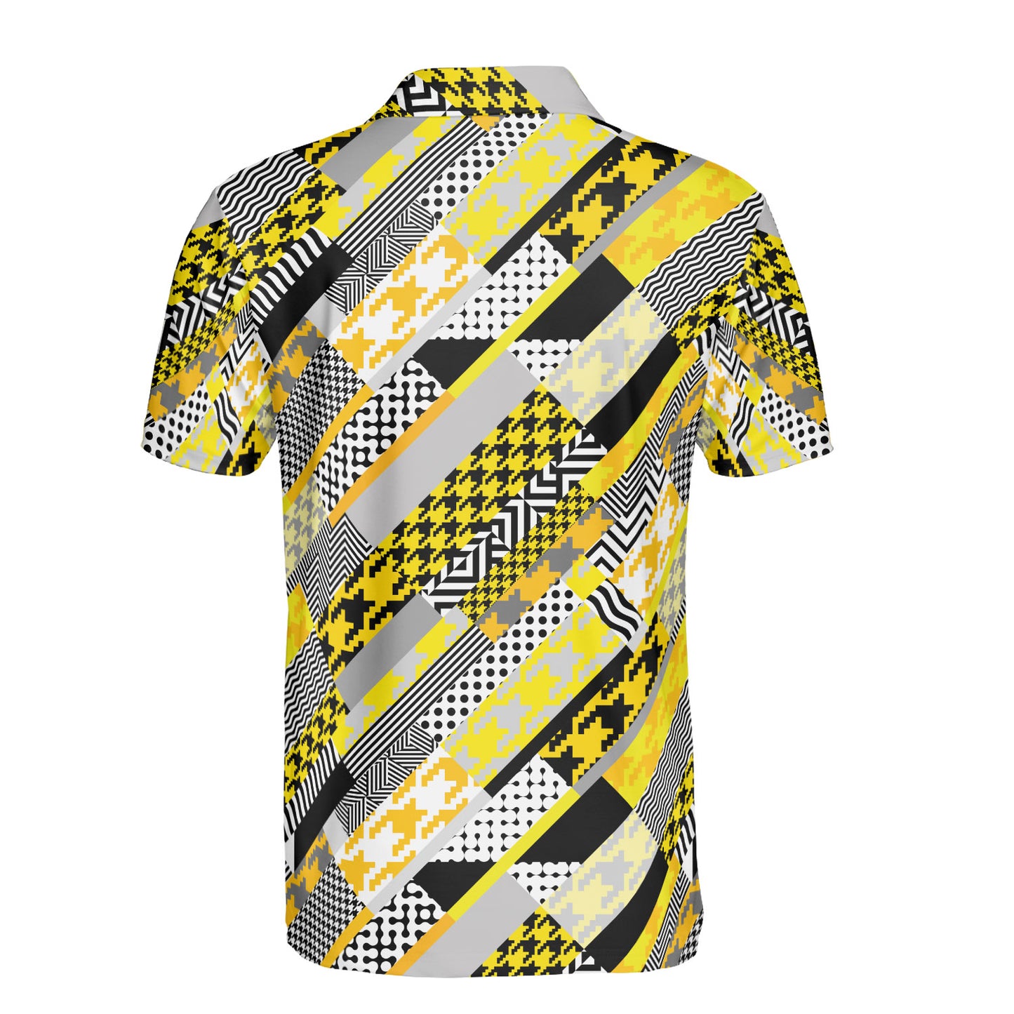 Yellow Geometric Houndstooth Polo Shirt