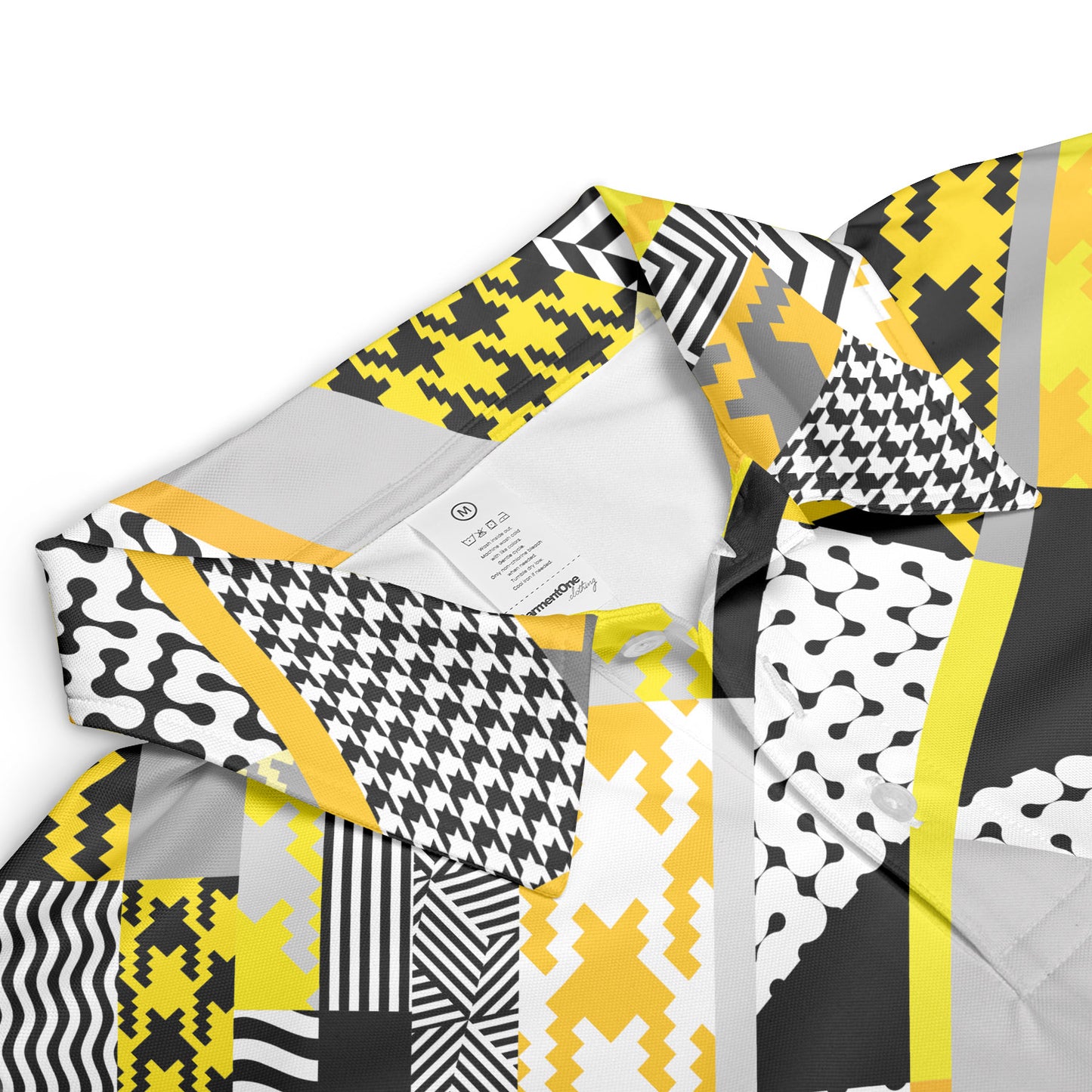 Yellow Geometric Houndstooth Polo Shirt