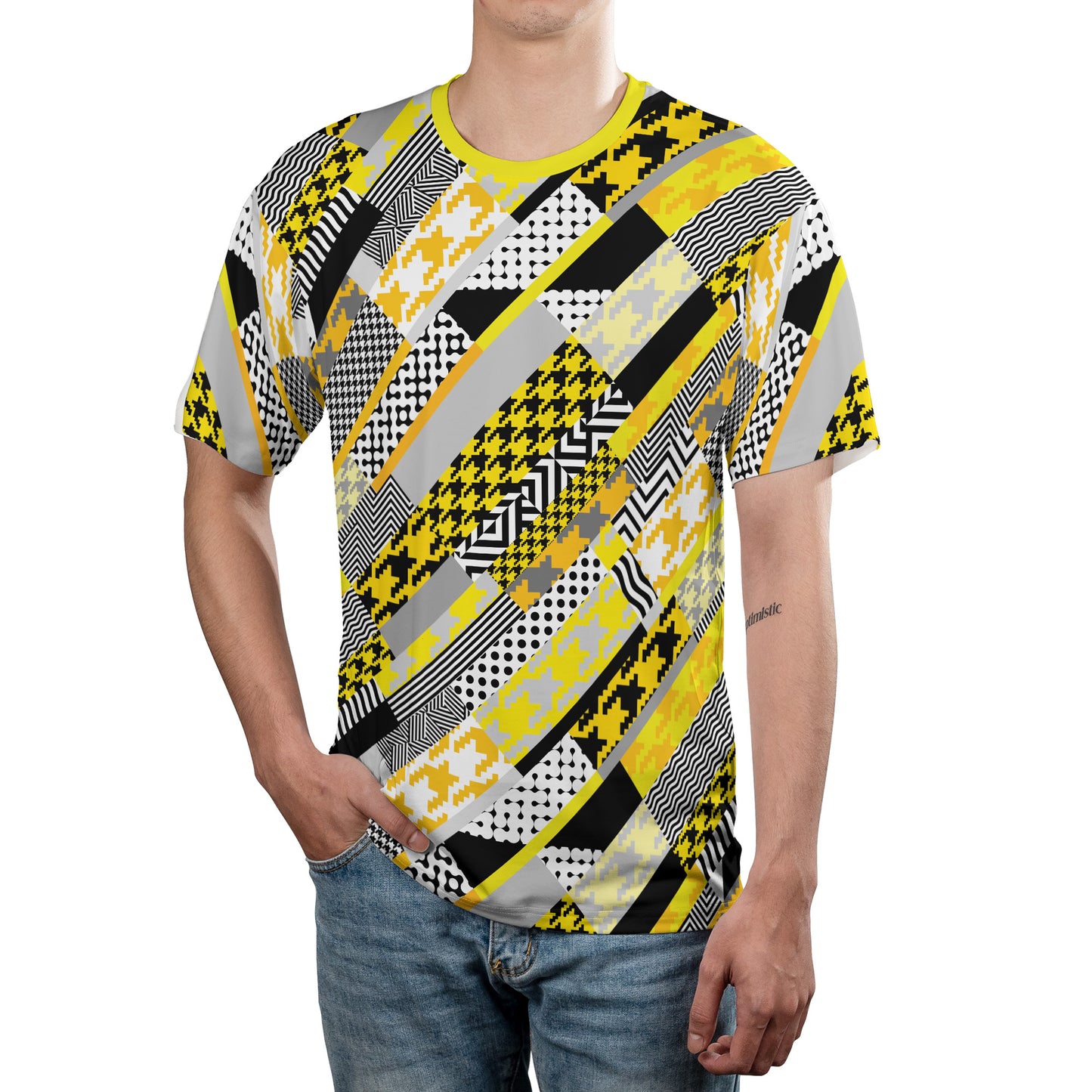 Yellow Geometric Houndstooth Comfort T-shirt