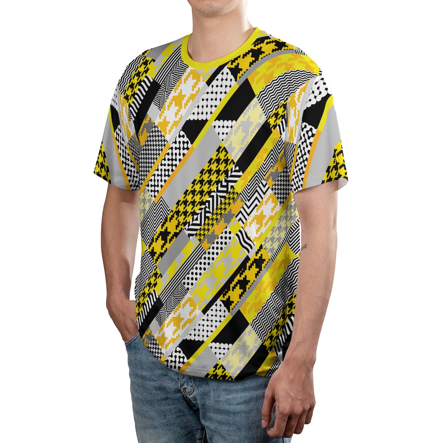 Yellow Geometric Houndstooth Comfort T-shirt