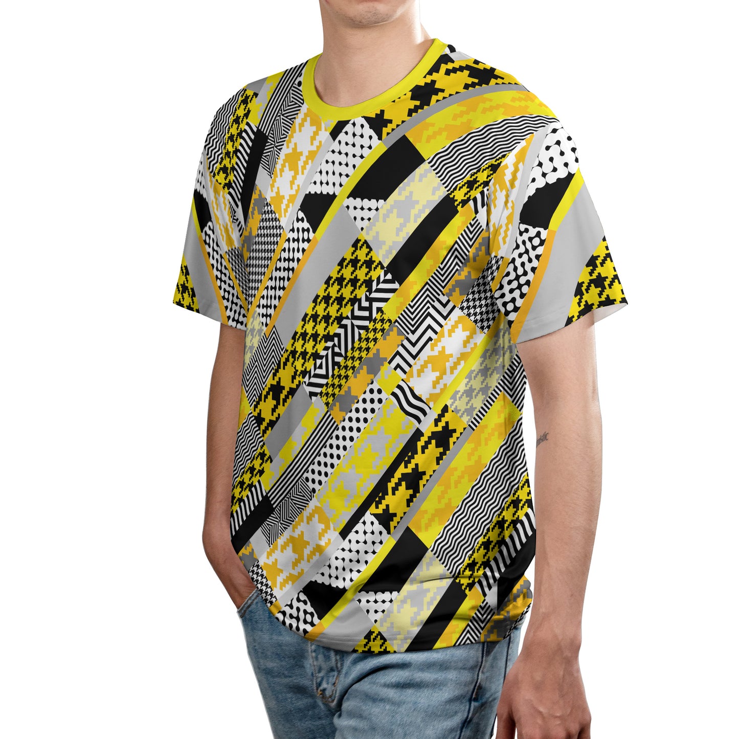 Yellow Geometric Houndstooth Comfort T-shirt