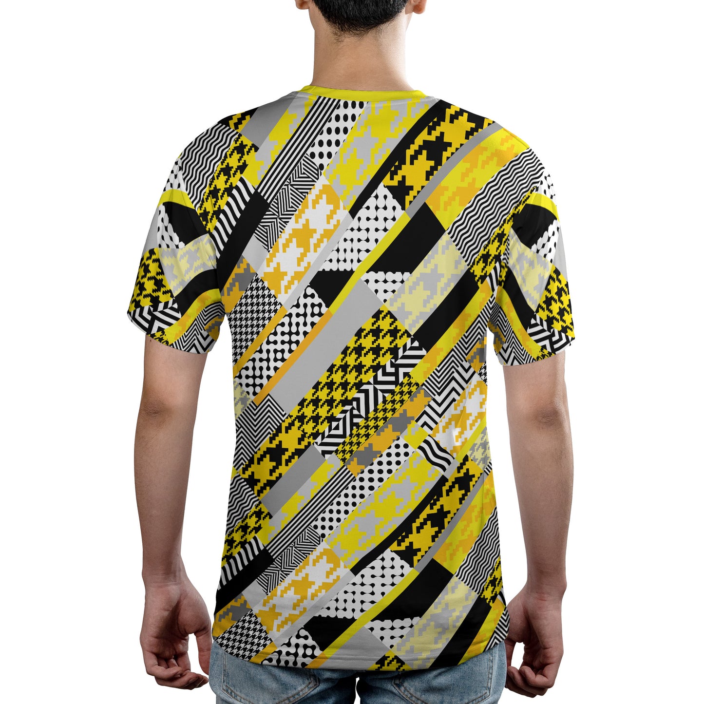 Yellow Geometric Houndstooth Comfort T-shirt