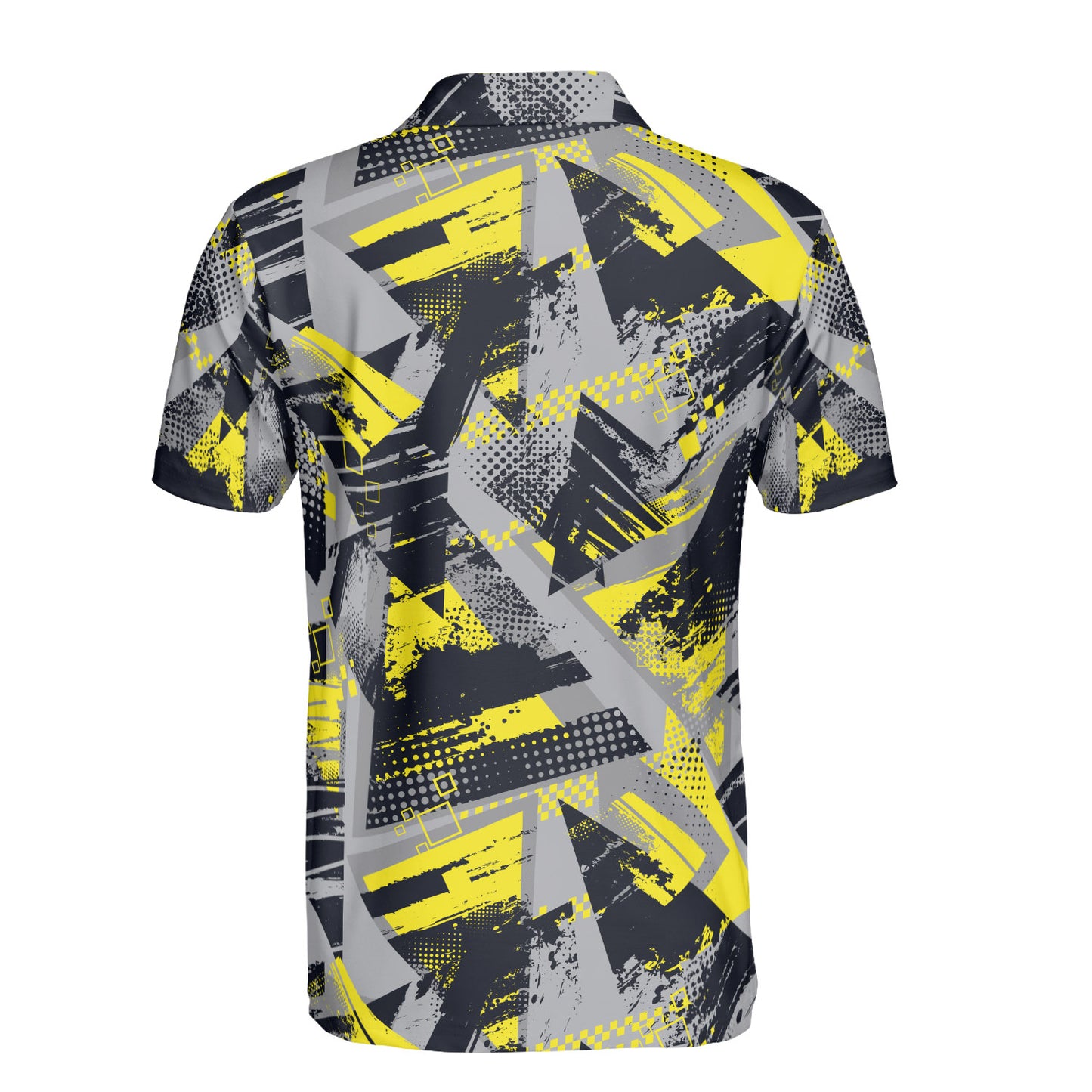 Yellow Grey & Black Geometric Polo Shirt